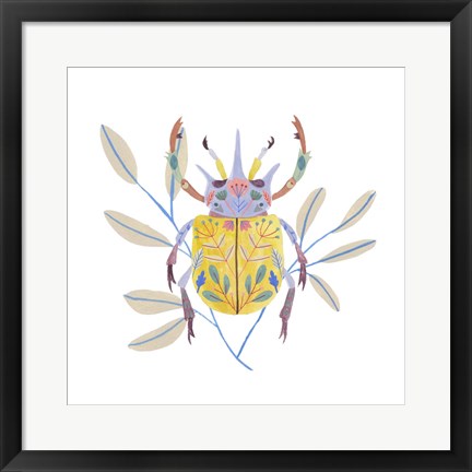 Framed Floral Beetles I Print