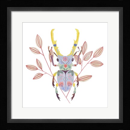 Framed Floral Beetles V Print