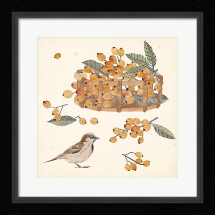 Framed Basket with Fruit III Print