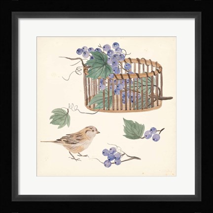 Framed Basket with Fruit V Print
