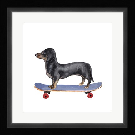 Framed Pups on Wheels II Print