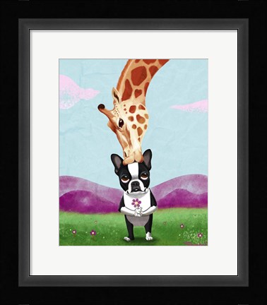 Framed Giraffe Kisses Print