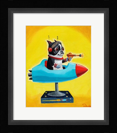 Framed Rocket Yellow Print