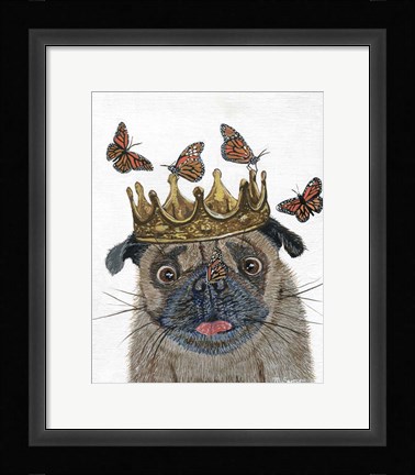Framed Crowned Pug Print