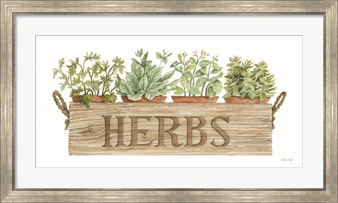 Framed Crate of Herbs Print