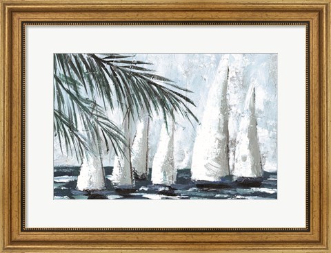 Framed Sailboats Behind the Palms Print