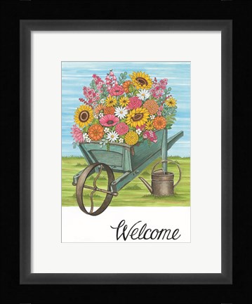 Framed Welcome Wheelbarrow Print
