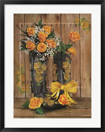 Framed Rosey Cowboy Boots II Print