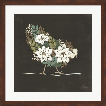 Framed Floral Winter Hen Print