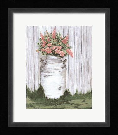 Framed White Washed Milk Can Print