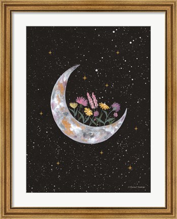 Framed Flowers on Crescent Moon Print