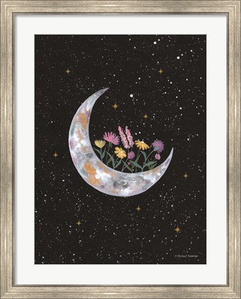 Framed Flowers on Crescent Moon Print