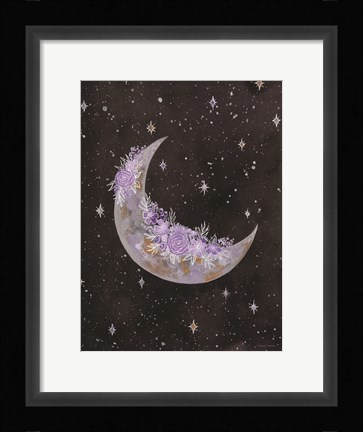 Framed Purple Flowers on the Moon Print