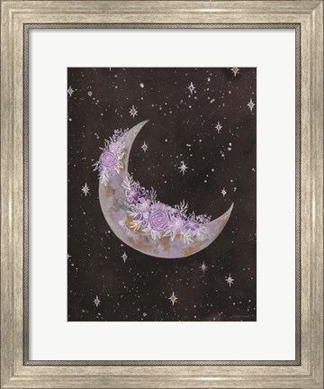 Framed Purple Flowers on the Moon Print