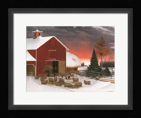 Framed Snowy Farm Print