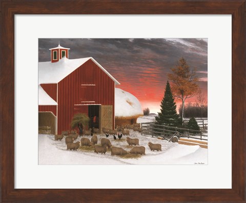Framed Snowy Farm Print