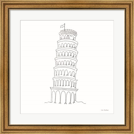 Framed One Line Pisa Tower Italy Print