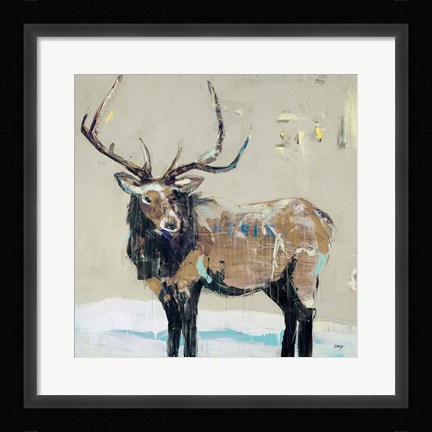 Framed Winter Elk Neutral Print