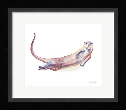 Framed Swimming Otter I Print