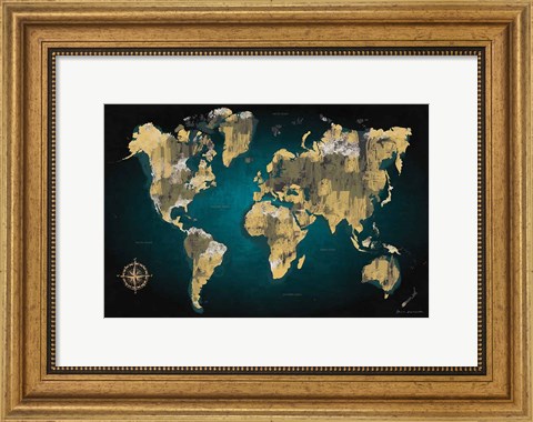 Framed Sketched World Map Print