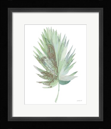 Framed Boho Tropical Leaf IV Green Print