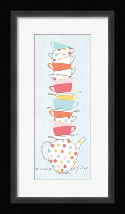 Framed Stack of Cups I Pastel Print