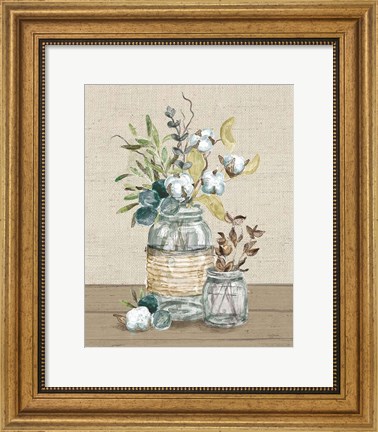 Framed Cotton Bouquet III No Pattern Print