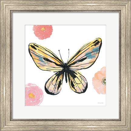 Framed Beautiful Butterfly II Teal No Words Print