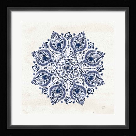 Framed Bohemian Vibes VI Mandala Blue Print