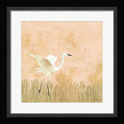 Framed Egret Alighting I Print