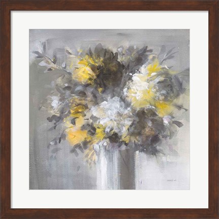 Framed Weekend Bouquet Yellow Gray Print
