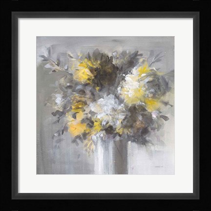 Framed Weekend Bouquet Yellow Gray Print
