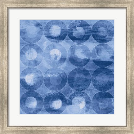 Framed Touching Circles III Navy Print