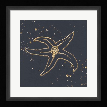 Framed Gold Starfish III Print