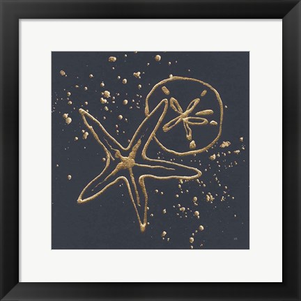Framed Gold Sand Dollar Starfish Print