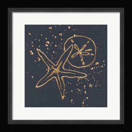 Framed Gold Sand Dollar Starfish Print