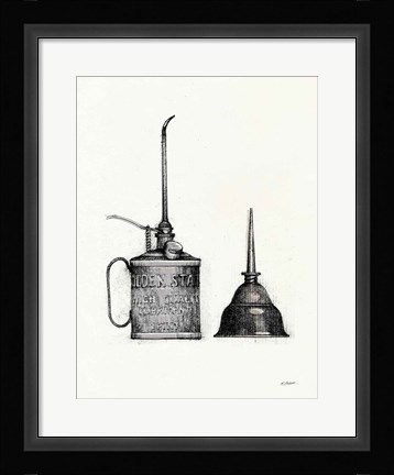 Framed Oil Cans with Color Crop Print