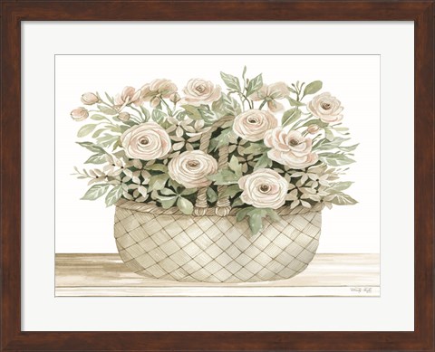 Framed Basket of Ranunculus Print