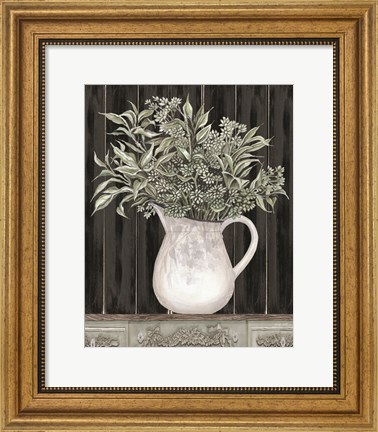 Framed Sage Greenery in a Pitcher Print