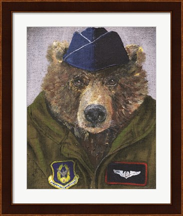 Framed Pilot Bear 2 Print