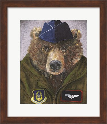 Framed Pilot Bear 2 Print