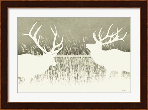 Framed Elk Silhouettes Print