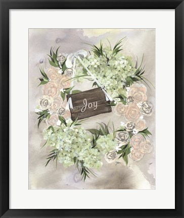 Framed Hydrangea Wreath Pale Pink Print
