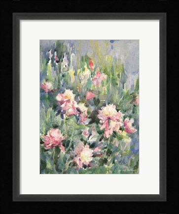 Framed Watercolor Garden of Roses Print