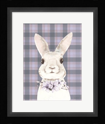 Framed Plaid Bunny Floral Print