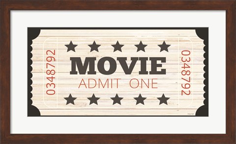 Framed Admit One Movie Ticket Print