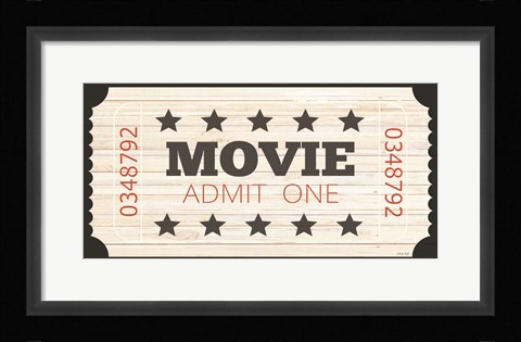 Framed Admit One Movie Ticket Print