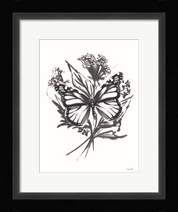 Framed Black &amp; White Butterfly Print