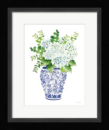Framed Chinoiserie Hydrangea I Print