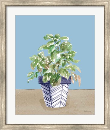 Framed Herb Garden II White Navy Print